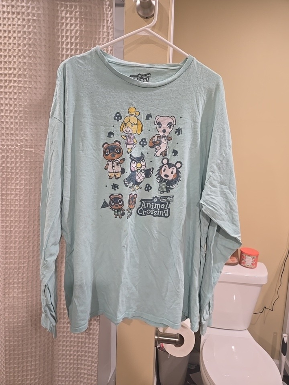 Nintendo Animal Crossing New Horizons Light Blue Adult 2XL Long-Sleeve Shirt